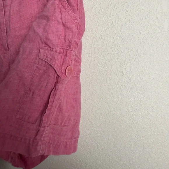 J.Jill Women Size 4 100%‎ Linen Cargo Pink Lightweight High rise shorts - Picture 2 of 6